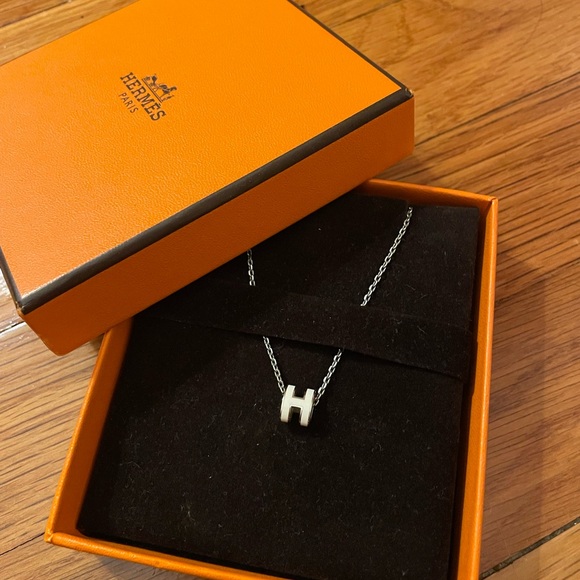 Hermes white silver mini pop h pendant - Picture 2 of 14